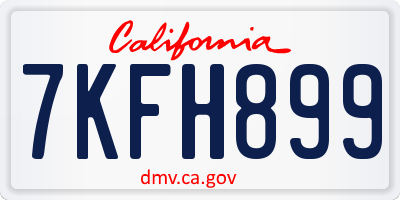 CA license plate 7KFH899