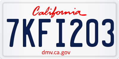 CA license plate 7KFI203