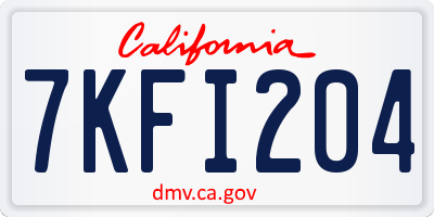 CA license plate 7KFI204