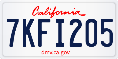 CA license plate 7KFI205