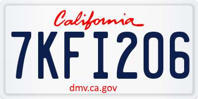 CA license plate 7KFI206