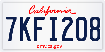 CA license plate 7KFI208