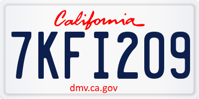 CA license plate 7KFI209