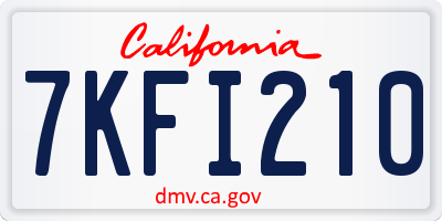 CA license plate 7KFI210