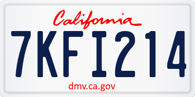 CA license plate 7KFI214