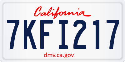 CA license plate 7KFI217