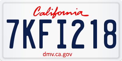 CA license plate 7KFI218