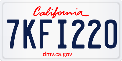 CA license plate 7KFI220