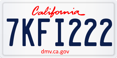 CA license plate 7KFI222