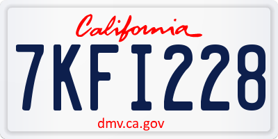 CA license plate 7KFI228