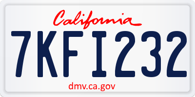 CA license plate 7KFI232
