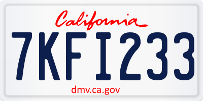 CA license plate 7KFI233