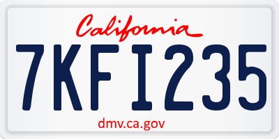 CA license plate 7KFI235
