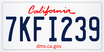CA license plate 7KFI239