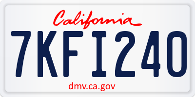 CA license plate 7KFI240