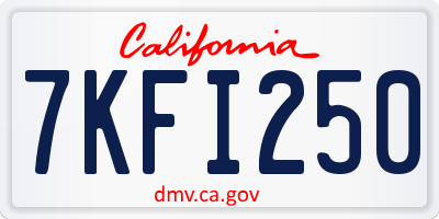 CA license plate 7KFI250