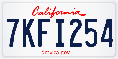 CA license plate 7KFI254