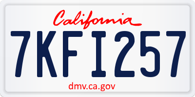 CA license plate 7KFI257
