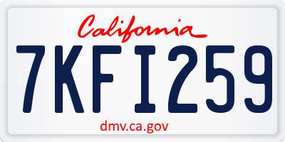 CA license plate 7KFI259