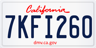 CA license plate 7KFI260