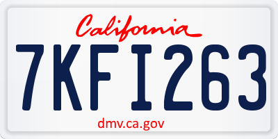 CA license plate 7KFI263