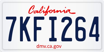 CA license plate 7KFI264