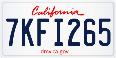 CA license plate 7KFI265