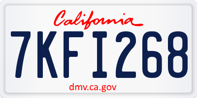 CA license plate 7KFI268