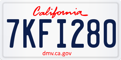 CA license plate 7KFI280