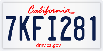 CA license plate 7KFI281