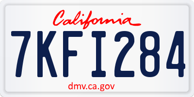 CA license plate 7KFI284