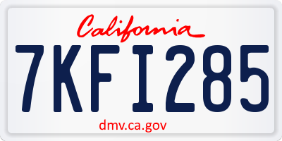 CA license plate 7KFI285