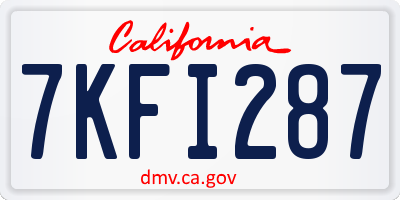 CA license plate 7KFI287