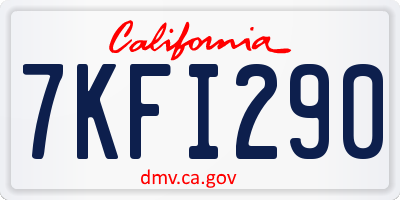 CA license plate 7KFI290