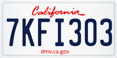 CA license plate 7KFI303