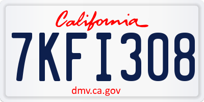 CA license plate 7KFI308