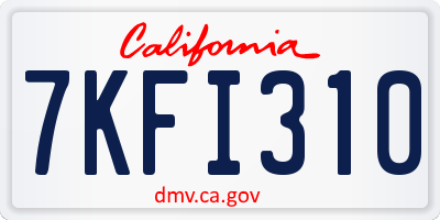 CA license plate 7KFI310