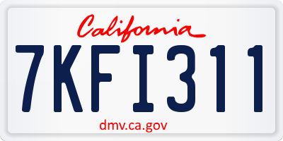 CA license plate 7KFI311