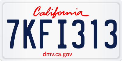 CA license plate 7KFI313
