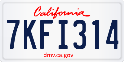 CA license plate 7KFI314