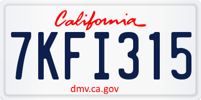 CA license plate 7KFI315