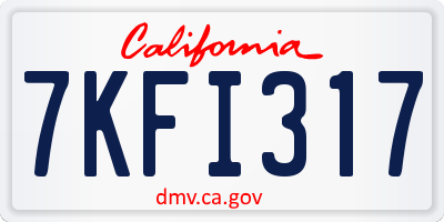 CA license plate 7KFI317