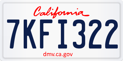 CA license plate 7KFI322