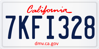CA license plate 7KFI328