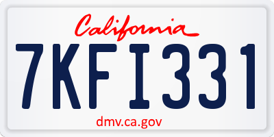 CA license plate 7KFI331