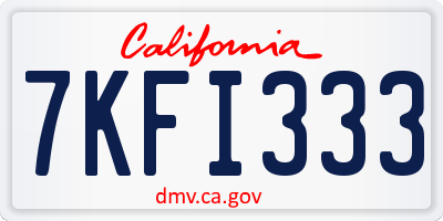 CA license plate 7KFI333