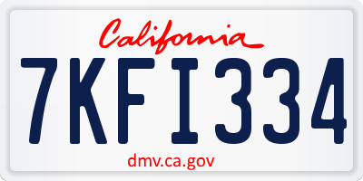 CA license plate 7KFI334