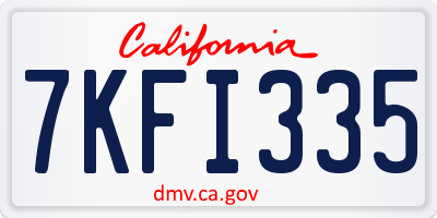 CA license plate 7KFI335