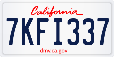 CA license plate 7KFI337