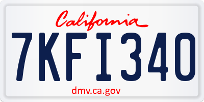 CA license plate 7KFI340